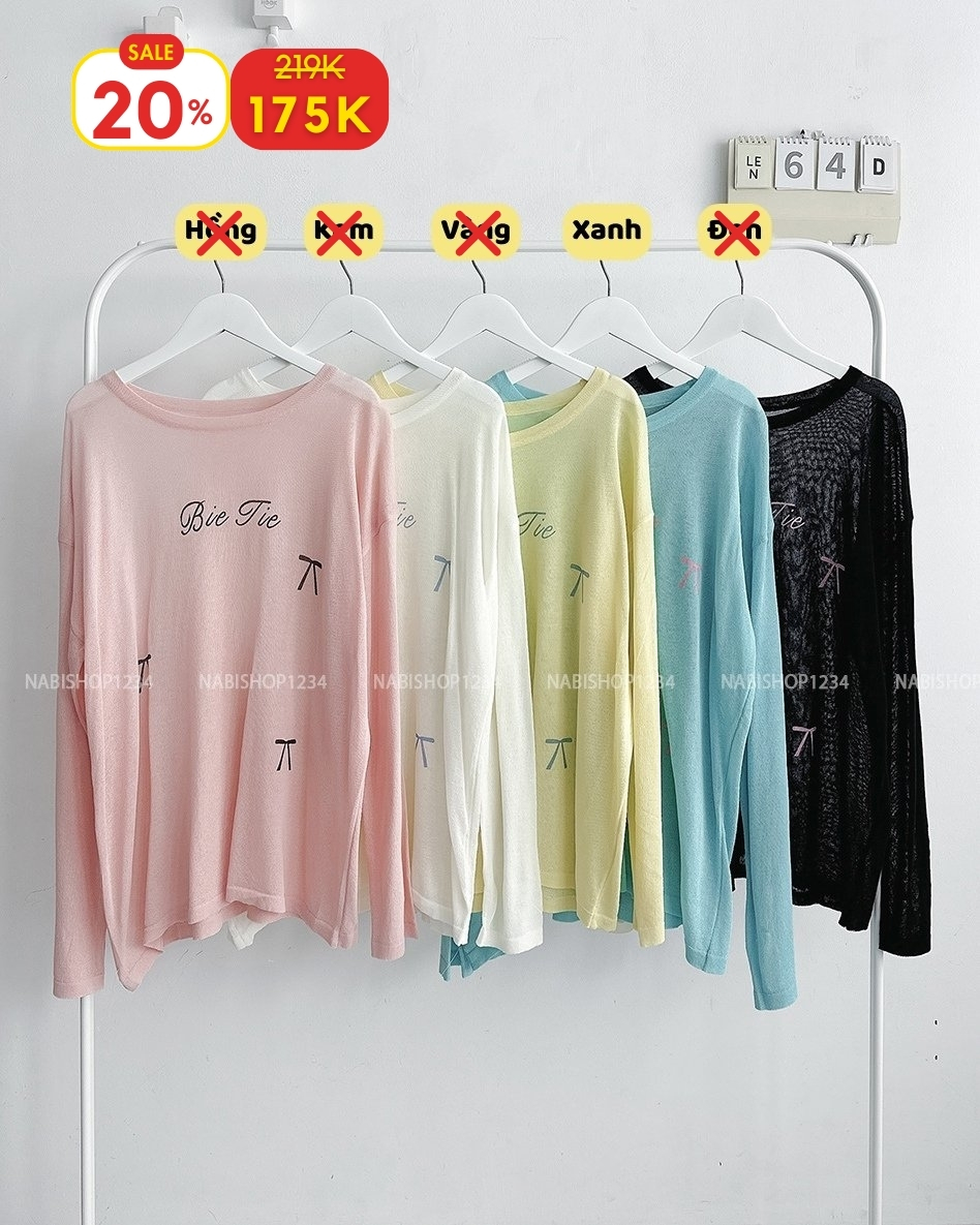 (S20%) Áo Len Số 64-D TD Nơ Chữ Bie