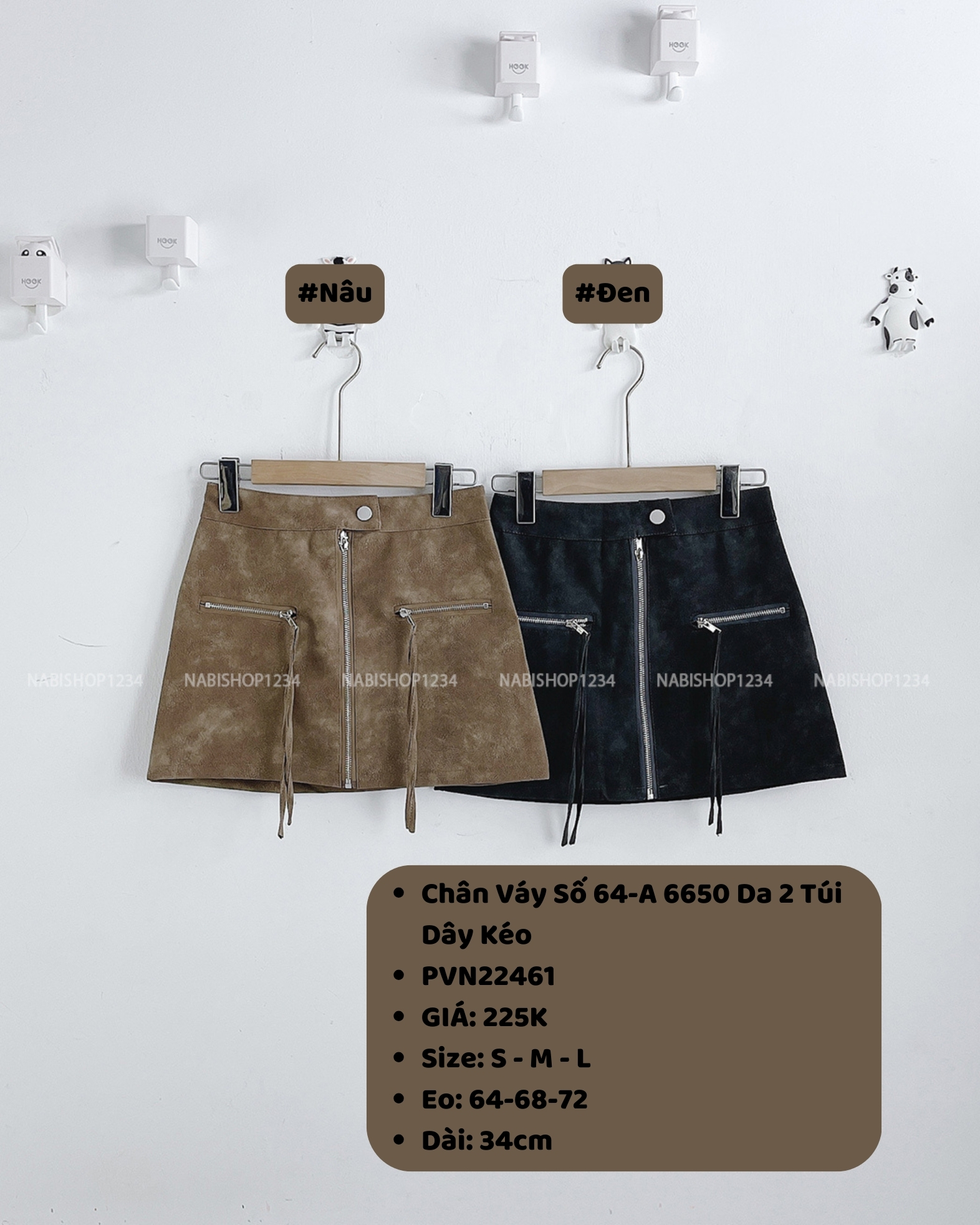 (S50%) Chân Váy Số 64-A 6650 Da 2 Túi Dây Kéo