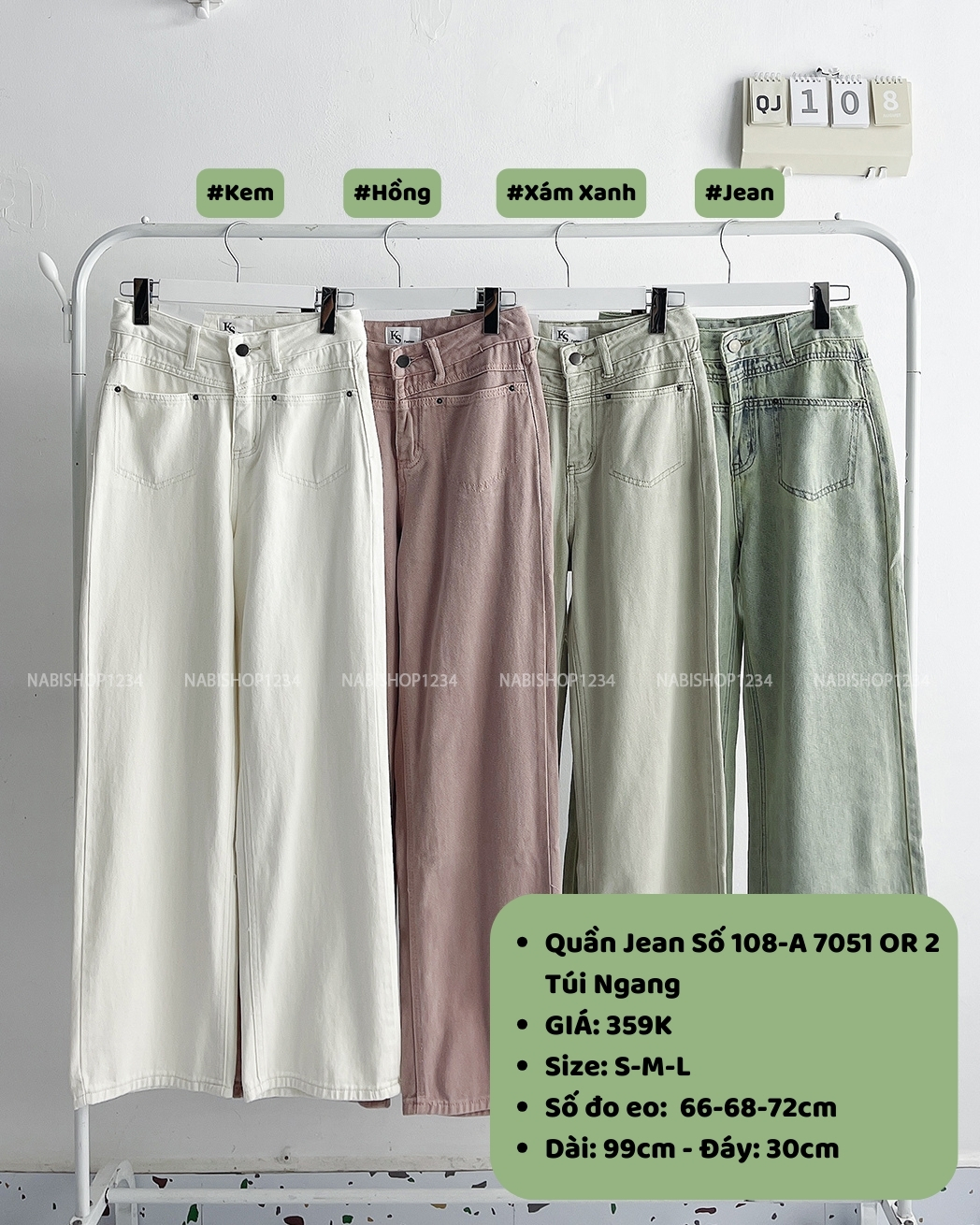 (S20%) Quần Jean Số 108-A 7051 OR 2 Túi Ngang