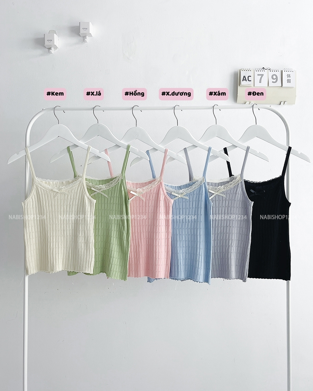 (SC99K) Áo Croptop Số 79-B 2 Dây Ren Nơ