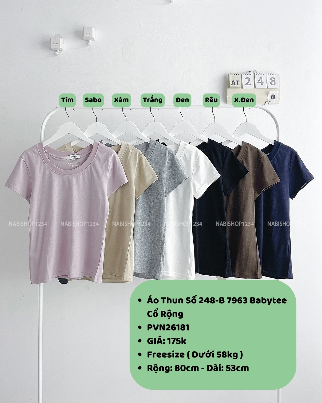 (S20%) Áo Thun Số 248-B 7963 Babytee Cổ Rộng