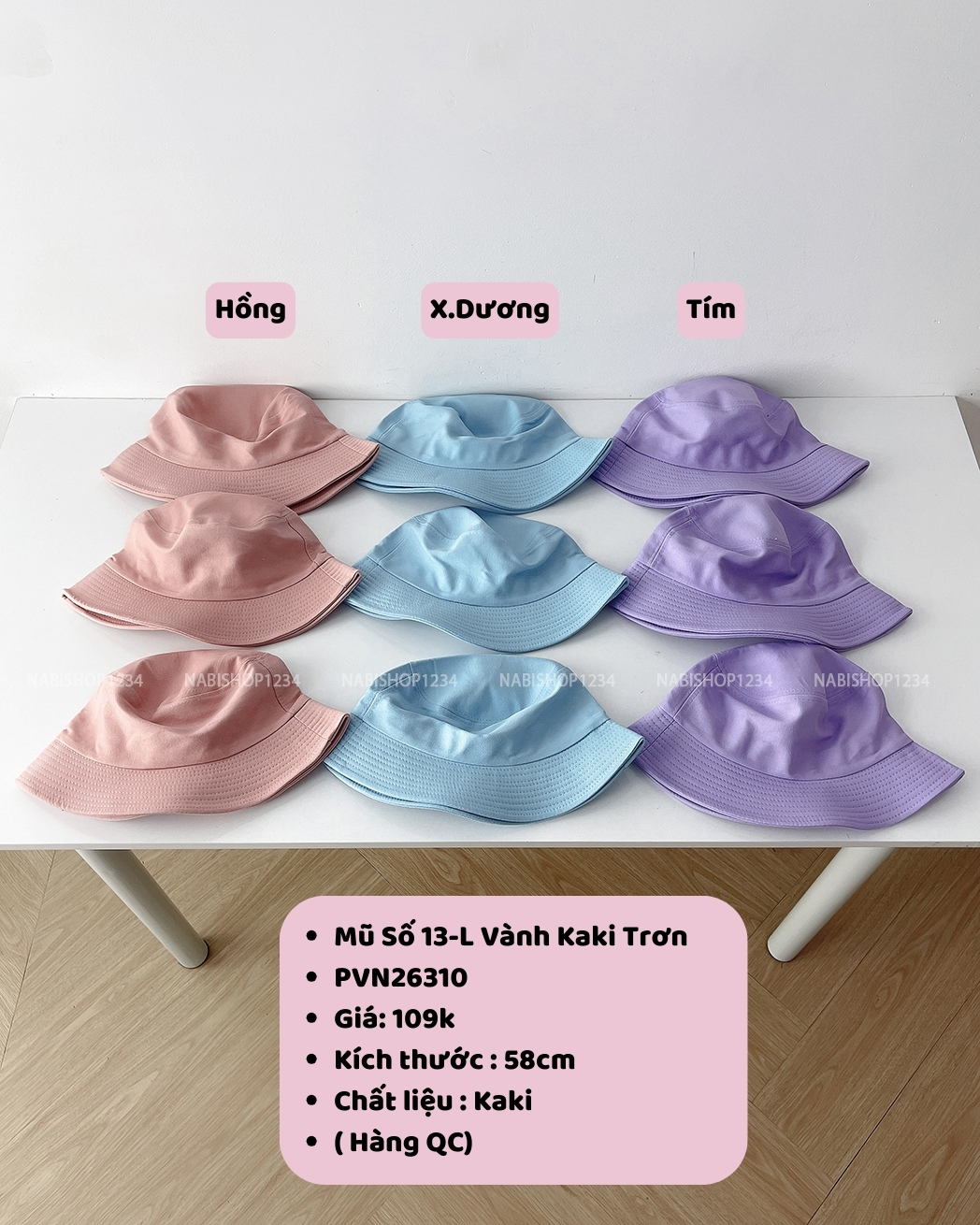 (S20%) Mũ Số 13-L Vành Kaki Trơn