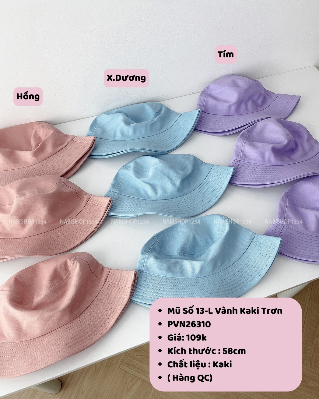 (S20%) Mũ Số 13-L Vành Kaki Trơn