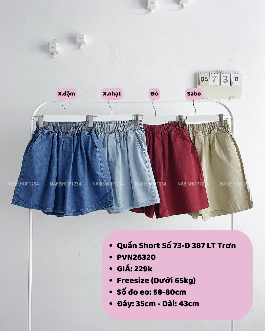 Quần Short Số 73-D 387 Lưng Thun Trơn