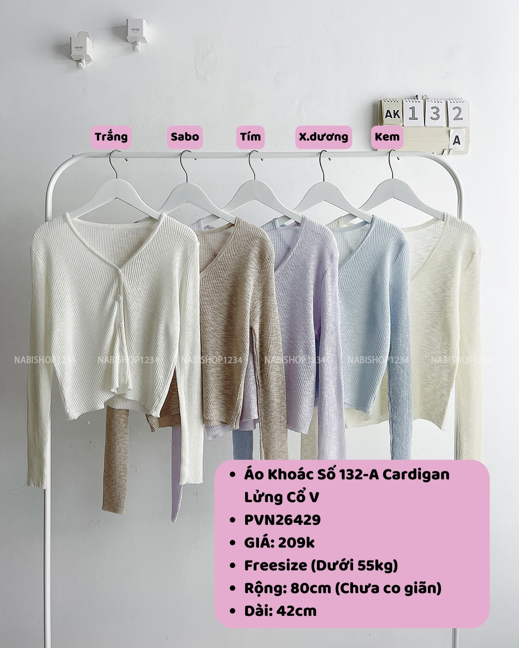 (S20%) Áo Khoác Số 132-A Cardigan Lửng Cổ V