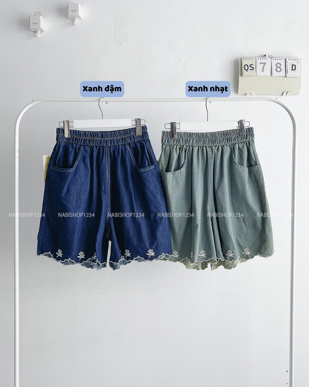 (S20%) Quần Short Số 78-D 1027 Ngố Lai Thêu Hoa