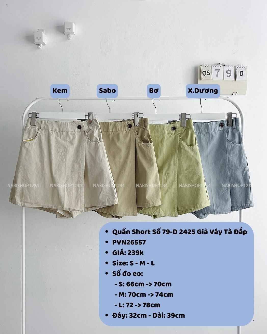 (S20%) Quần Short Số 79-D 2425 Giả Váy Tà Đắp