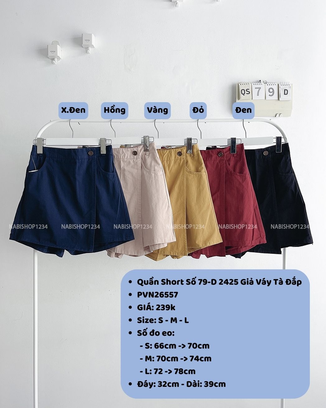 (S20%) Quần Short Số 79-D 2425 Giả Váy Tà Đắp