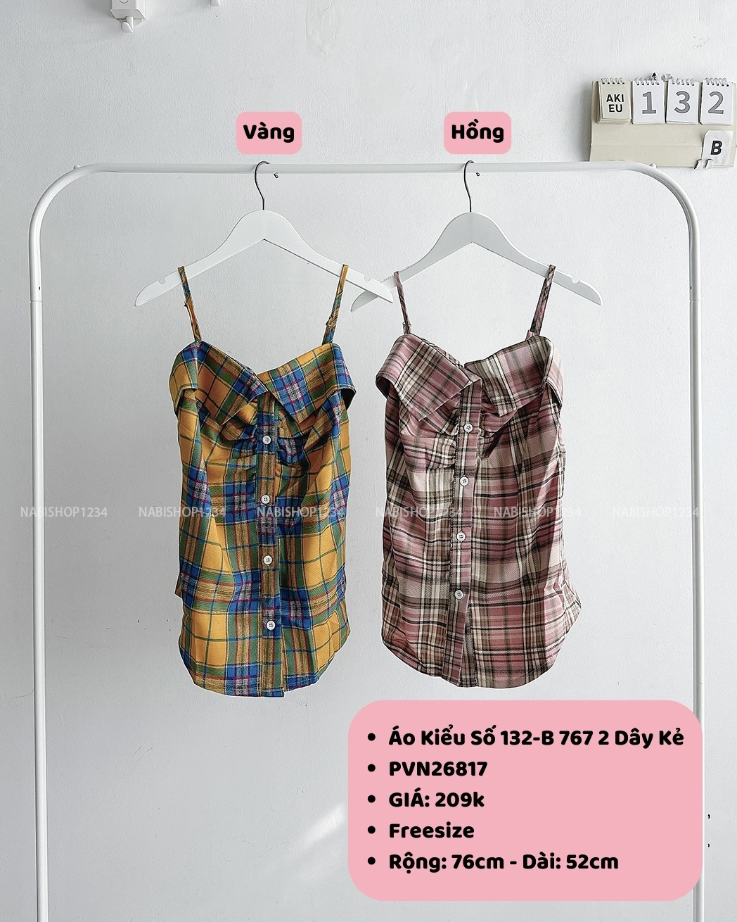(S50%) Áo Kiểu Số 132-B 767 2 Dây Kẻ