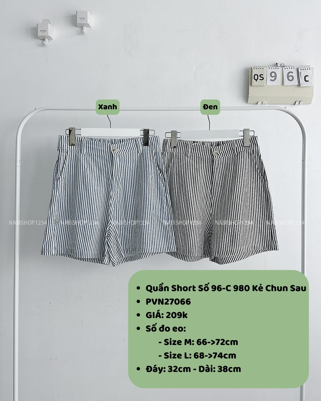 Quần Short Số 96-C 980 Kẻ Chun Sau