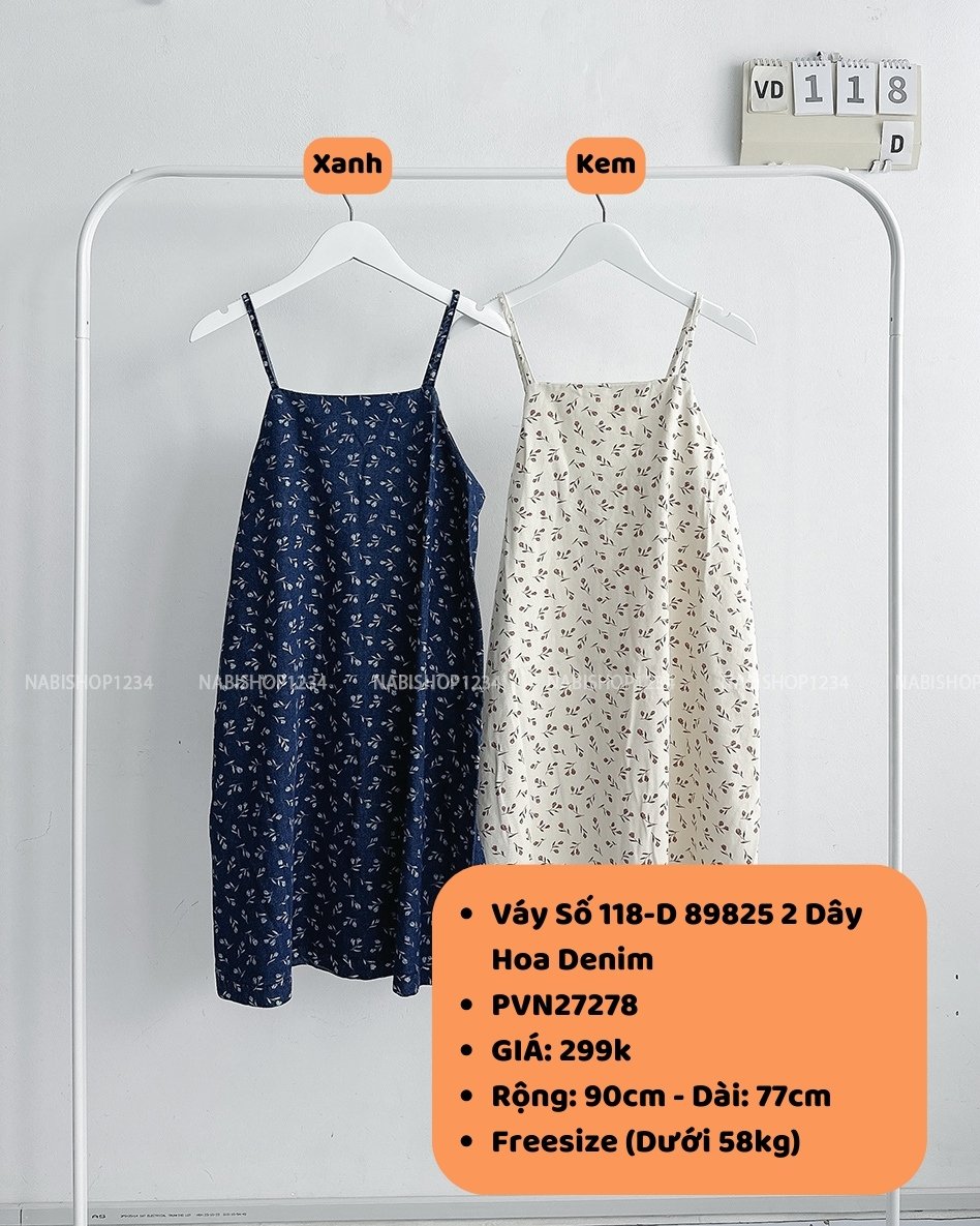 Váy Số 118-D 89825 2 Dây Hoa Denim