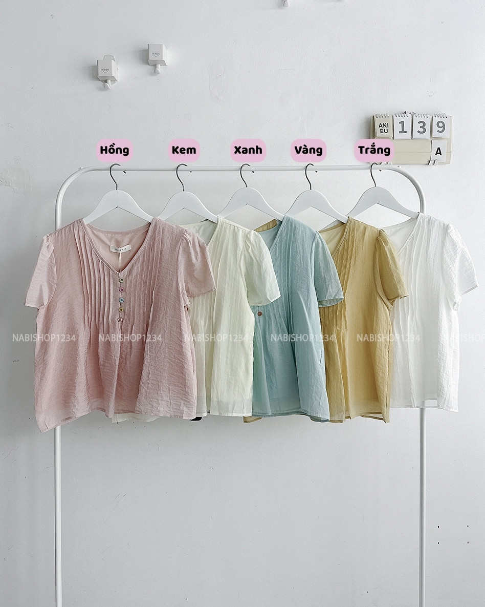 Áo Kiểu Số 139-A 24100 Xếp Li Nút Màu