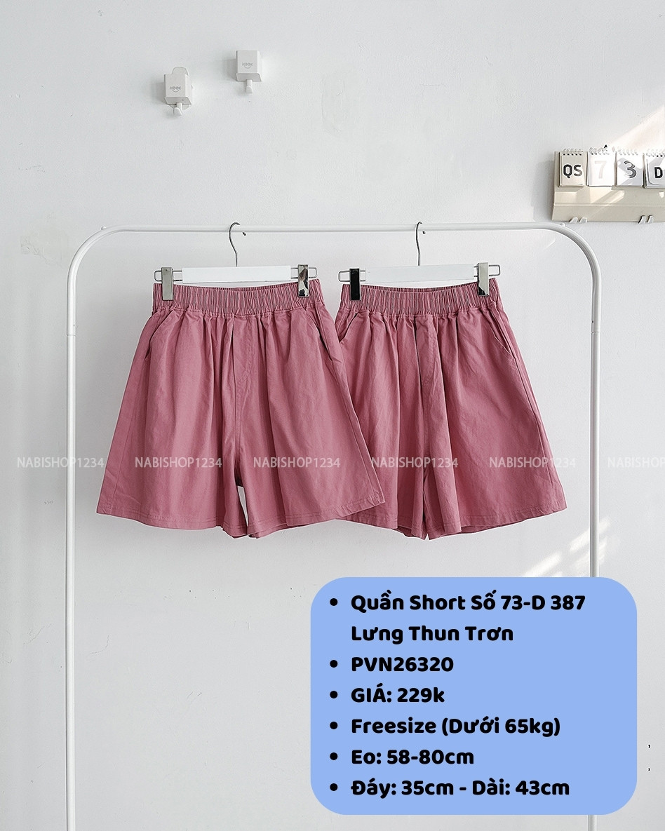 Quần Short Số 73-D 387 Lưng Thun Trơn
