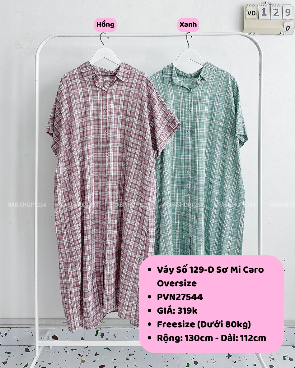 Váy Số 129-D Sơ Mi Caro Oversize