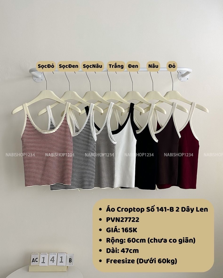 (S30%) Áo Croptop Số 141-B 2 Dây Len
