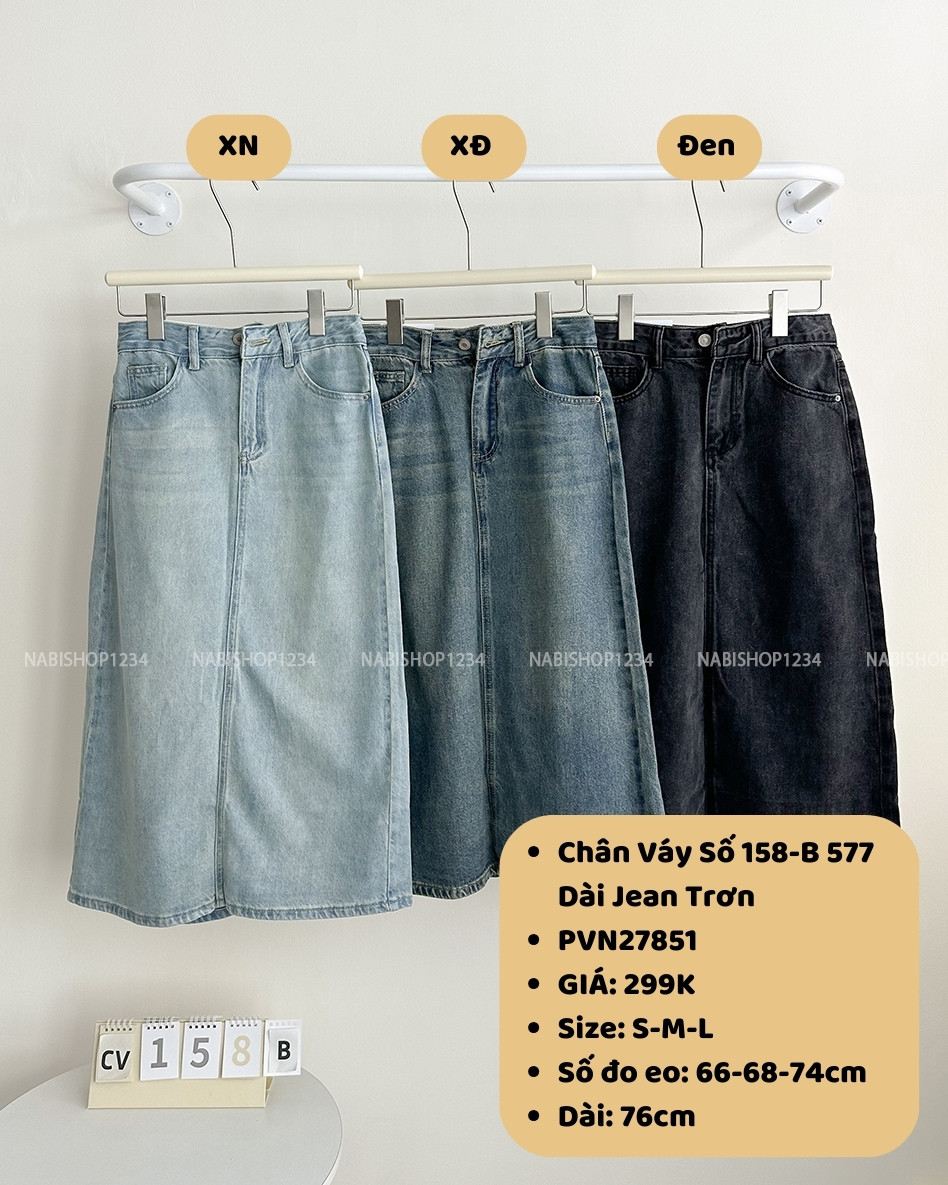 Chân Váy Số 158-B 577 Dài Jean Trơn