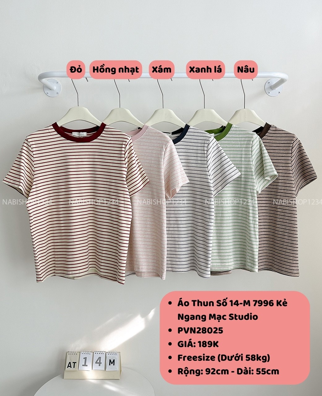 Áo Thun Số 14-M 7996 Kẻ Ngang Mạc Studio