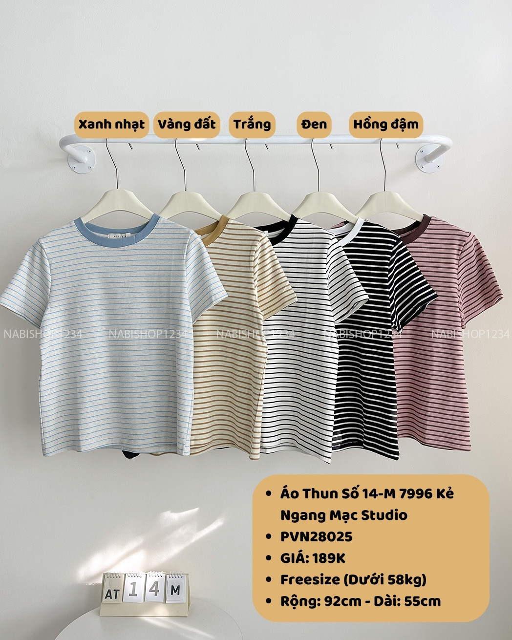 Áo Thun Số 14-M 7996 Kẻ Ngang Mạc Studio
