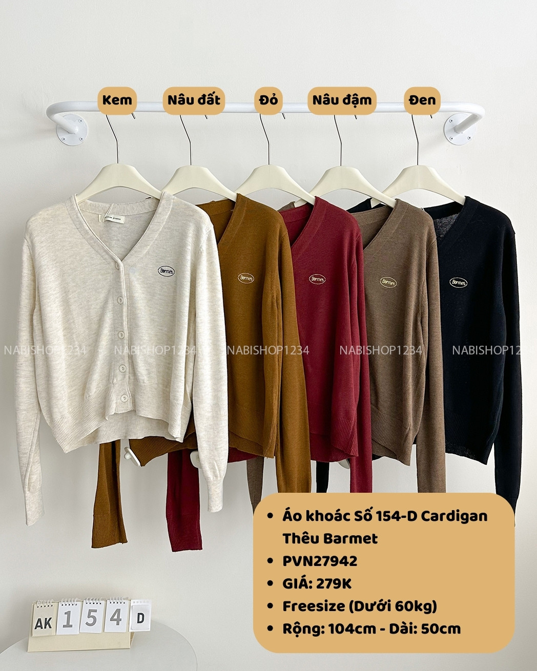 Áo khoác Số 154-D Cardigan Thêu Barmet