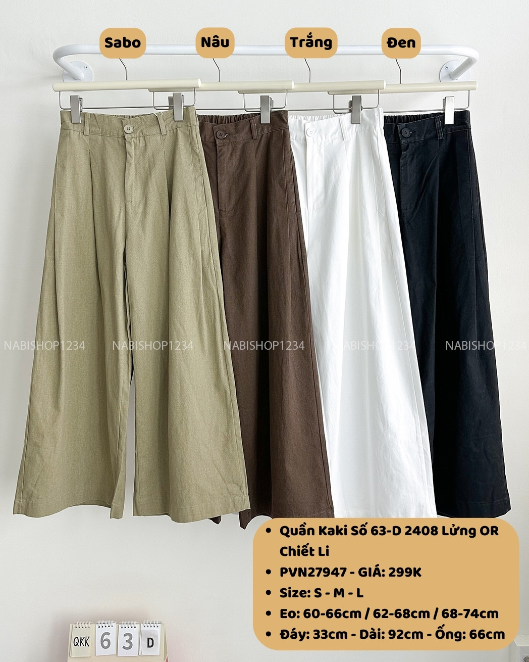 Quần Kaki Số 63-D 2408 Lửng OR Chiết Li