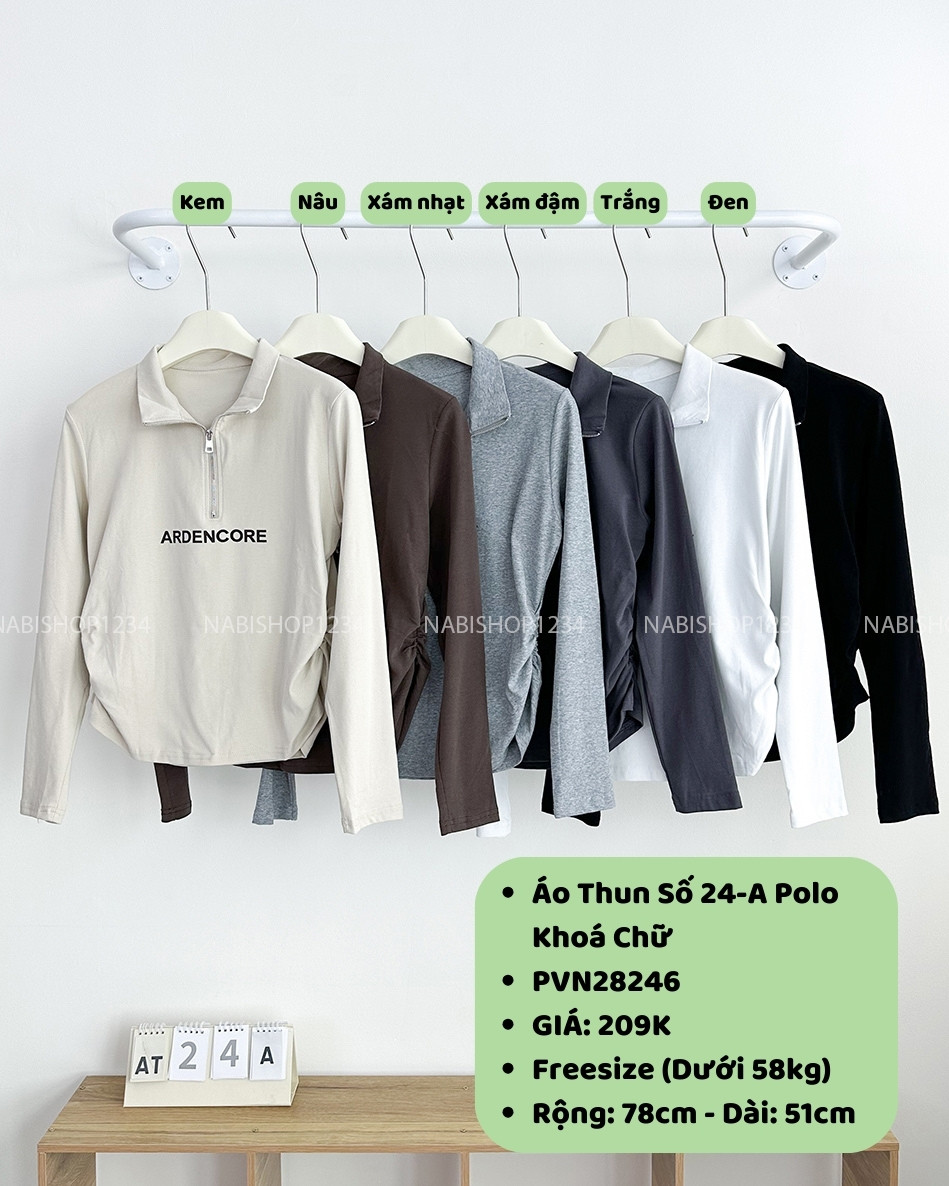 Áo Thun Số 24-A Polo Khoá Chữ