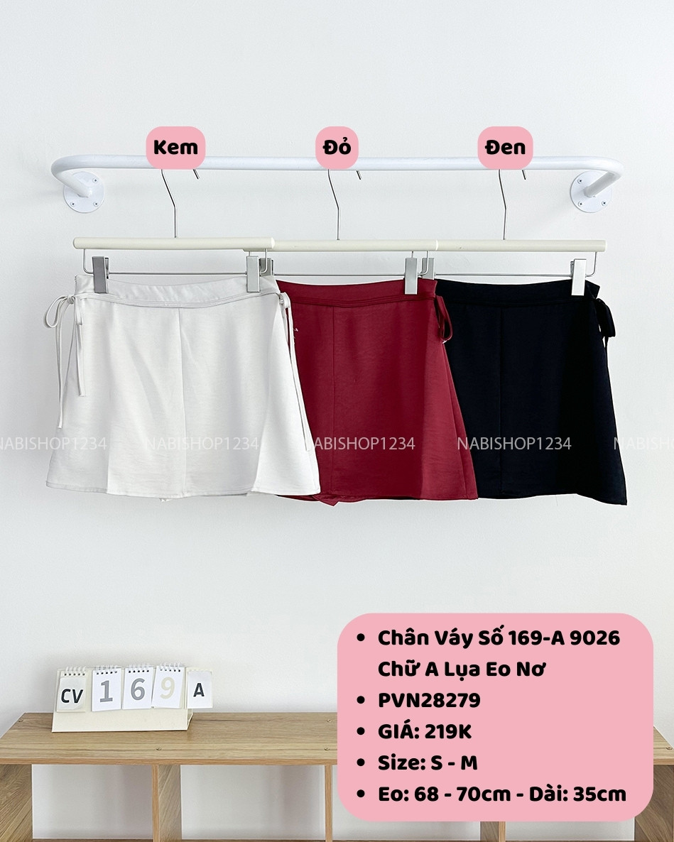 (S50%) Chân Váy Số 169-A 9026 Chữ A Lụa Eo Nơ