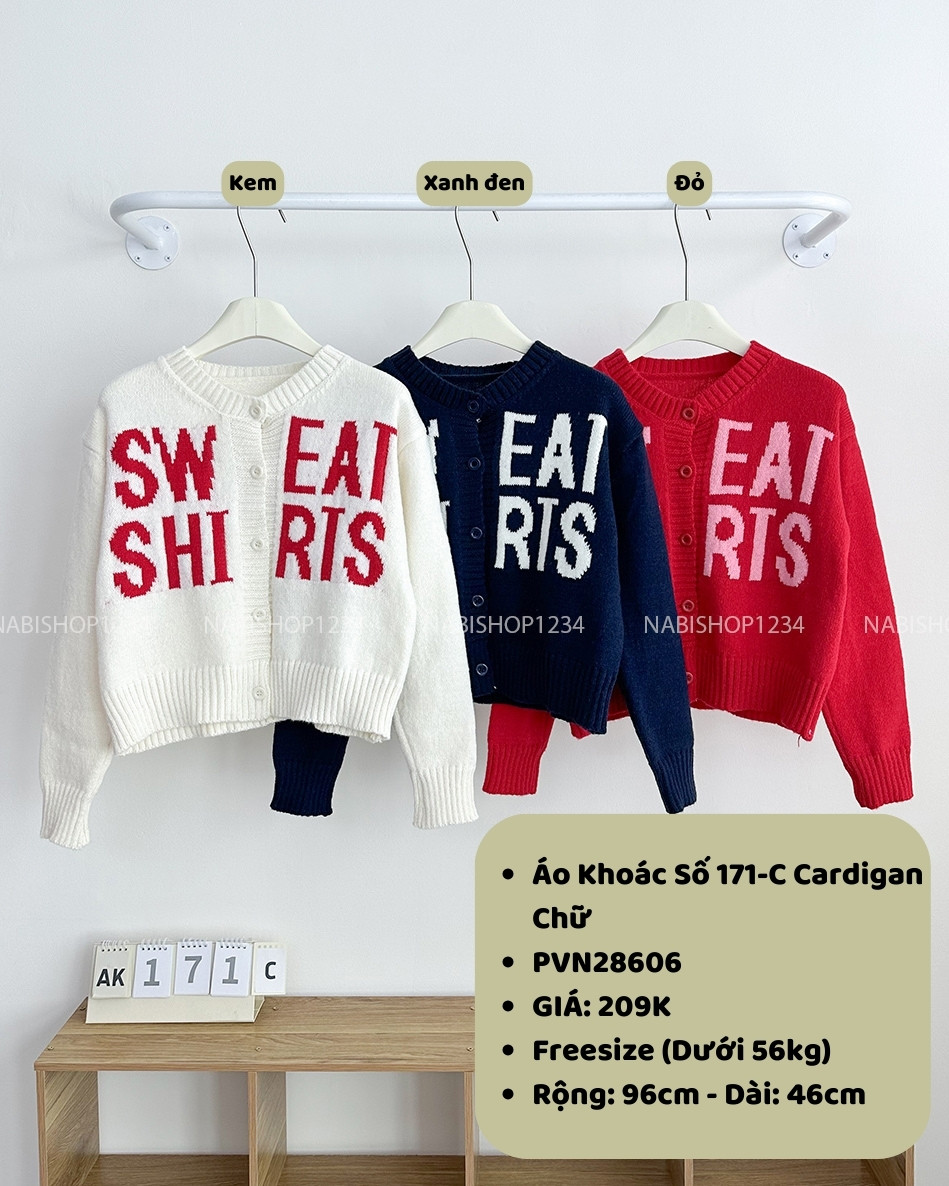 Áo Khoác Số 171-C Cardigan Chữ