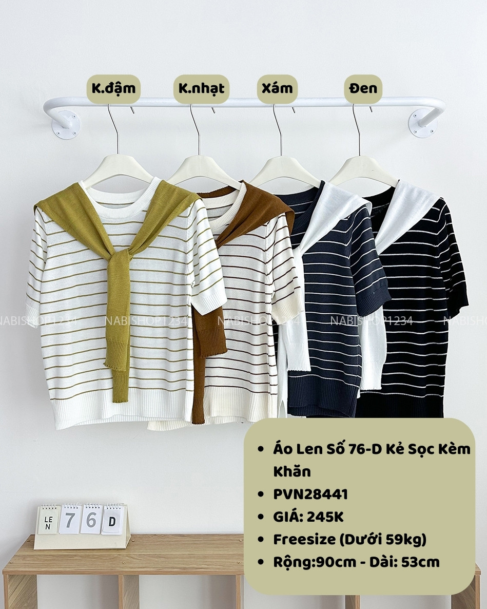 Áo Len Số 76-D Kẻ Sọc Kèm Khăn