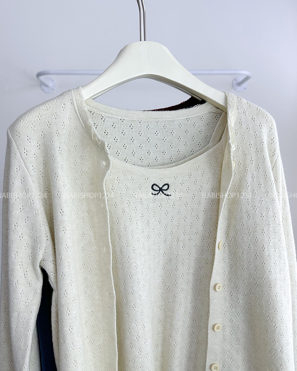 Áo Len Số 78-M Set Cardigan Kèm 2S Nơ