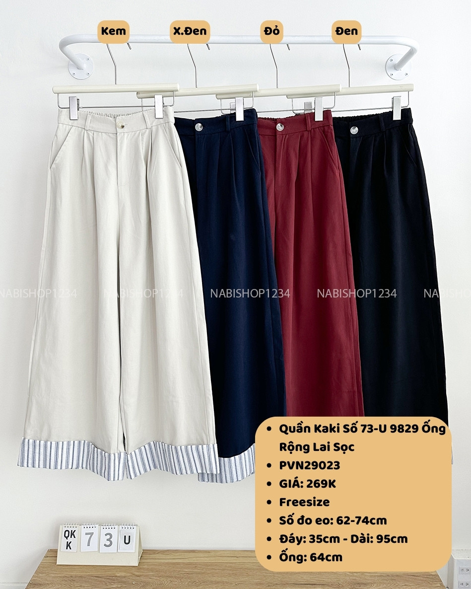 Quần Kaki Số 73-U 9829 Ống Rộng Lai Sọc