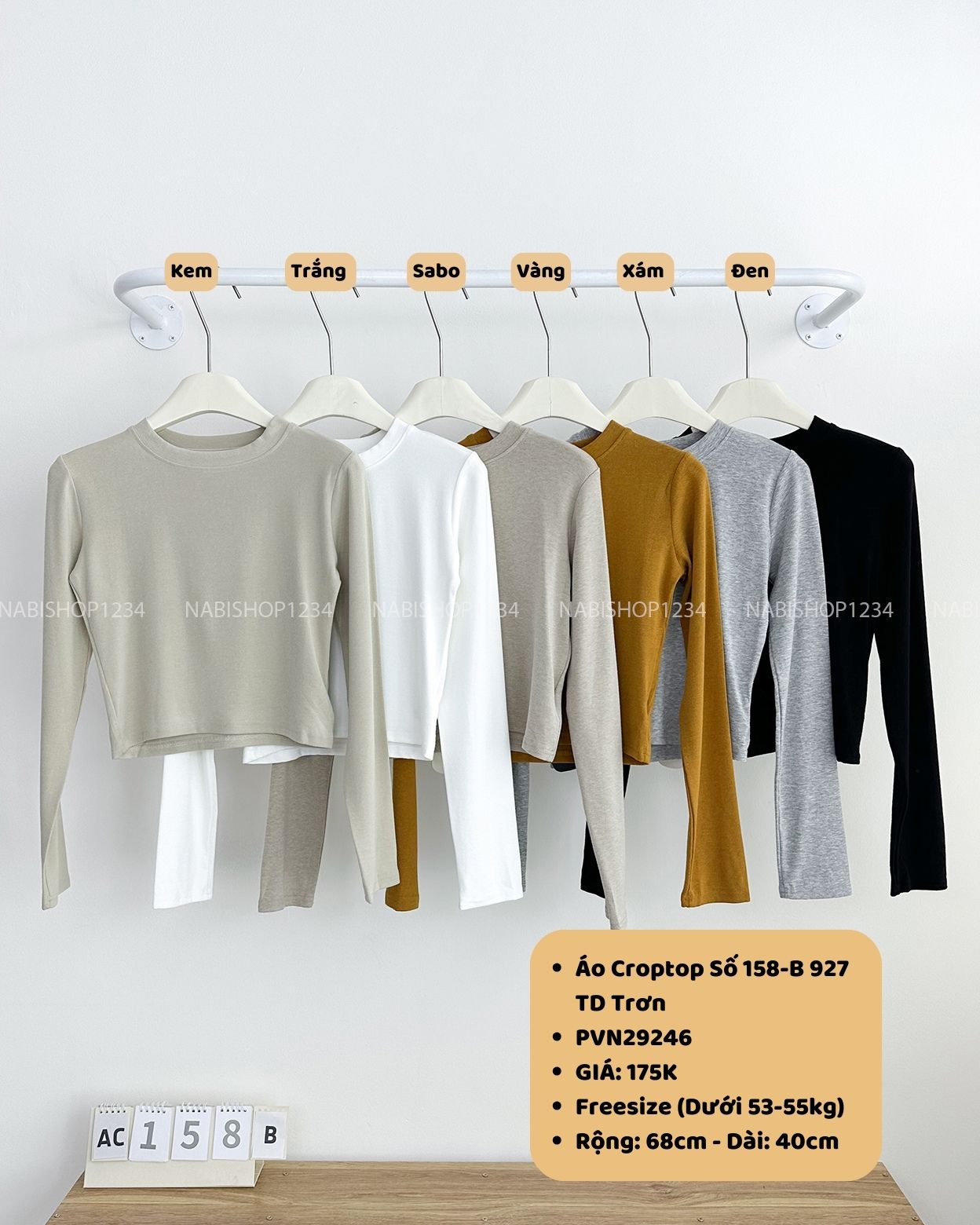 Áo Croptop Số 158-B 927 TD Trơn