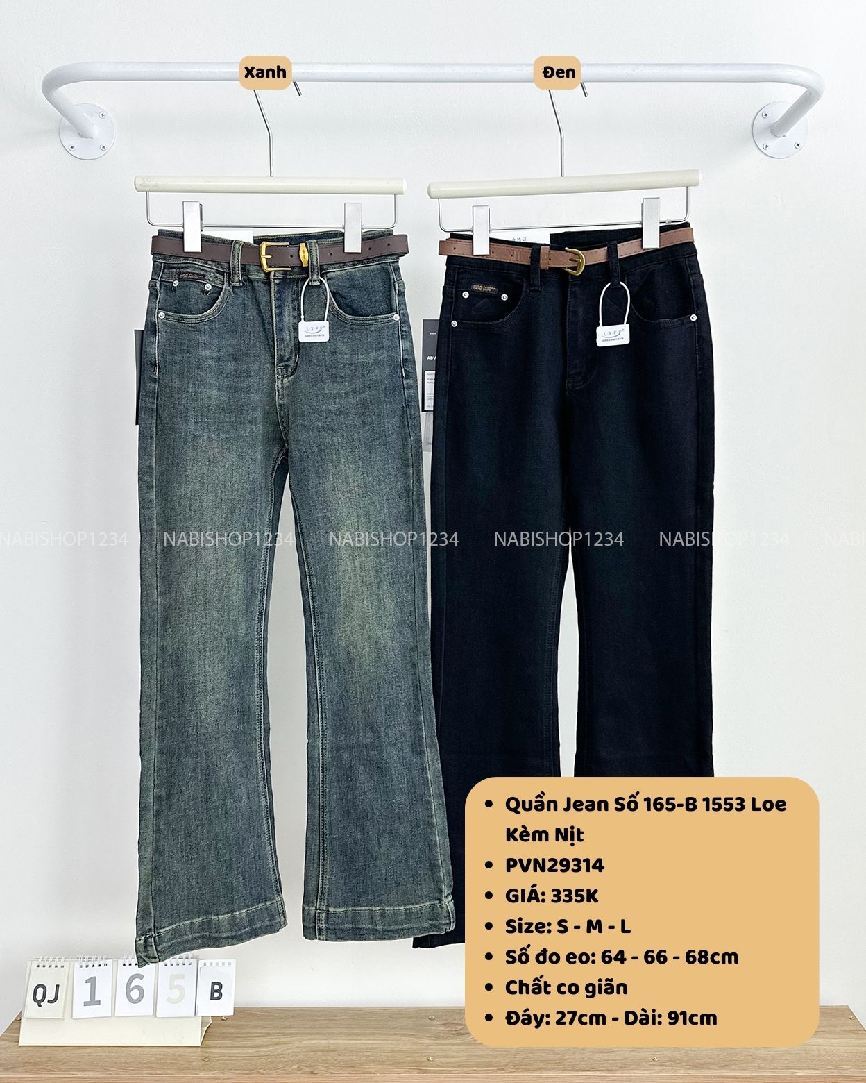 Quần Jean Số 165-B 1553 Loe Kèm Nịt