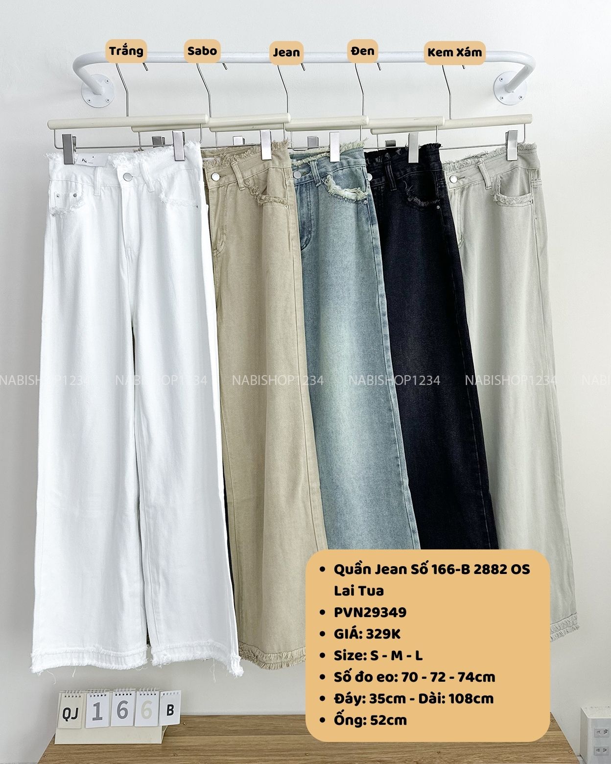 Quần Jean Số 166-B 2882 OS Lai Tua