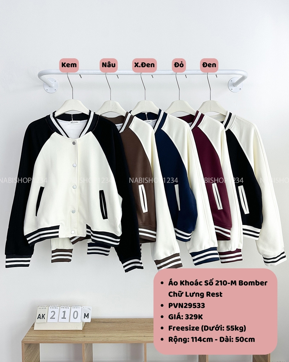 Áo Khoác Số 210-M Bomber Chữ Lưng Rest