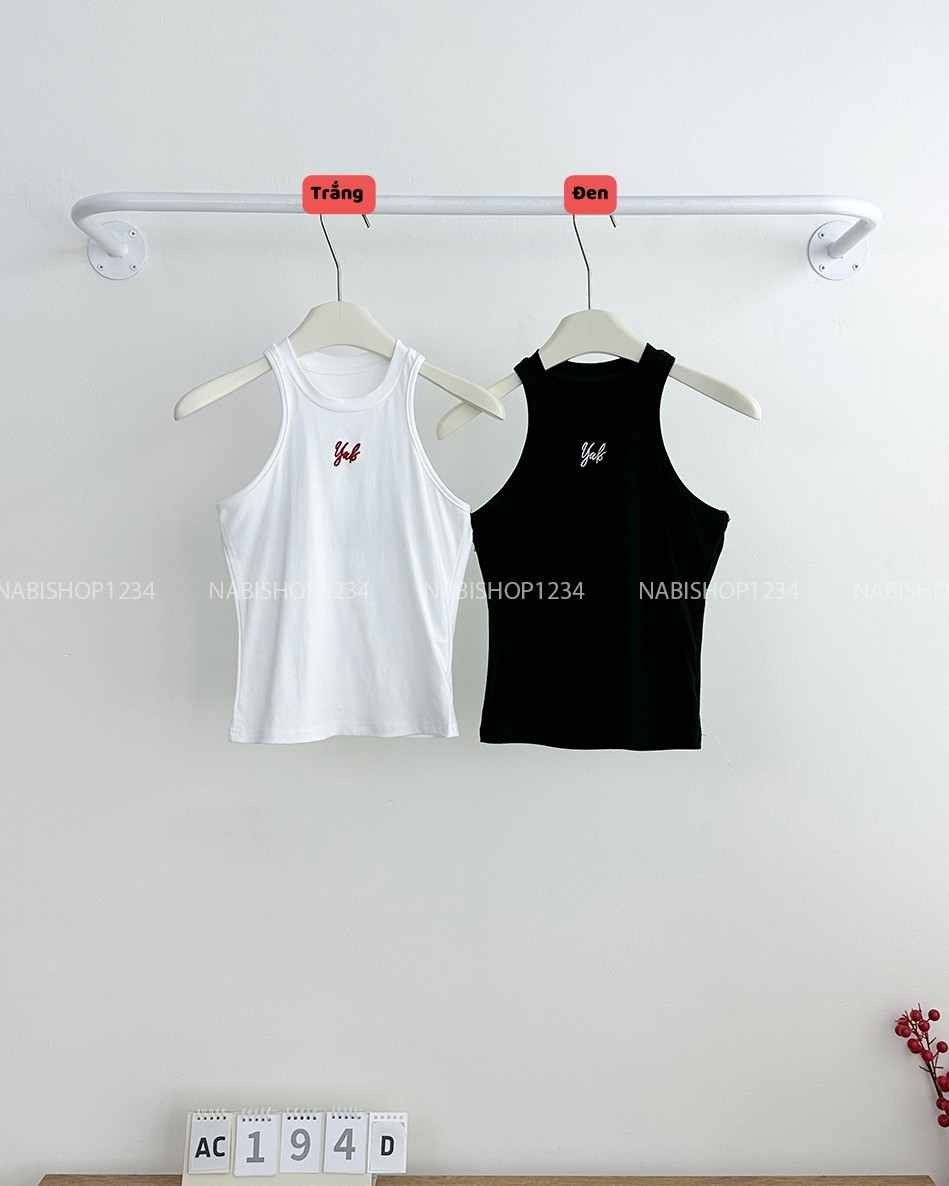 Áo Croptop Số 194-D 3353 Ba Lỗ Thêu Chữ