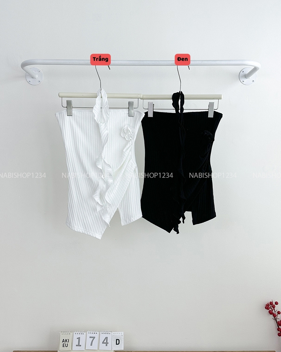 (S50%) Áo Kiểu Số 174-D 3127 Quây Đính Hoa Kèm Dây