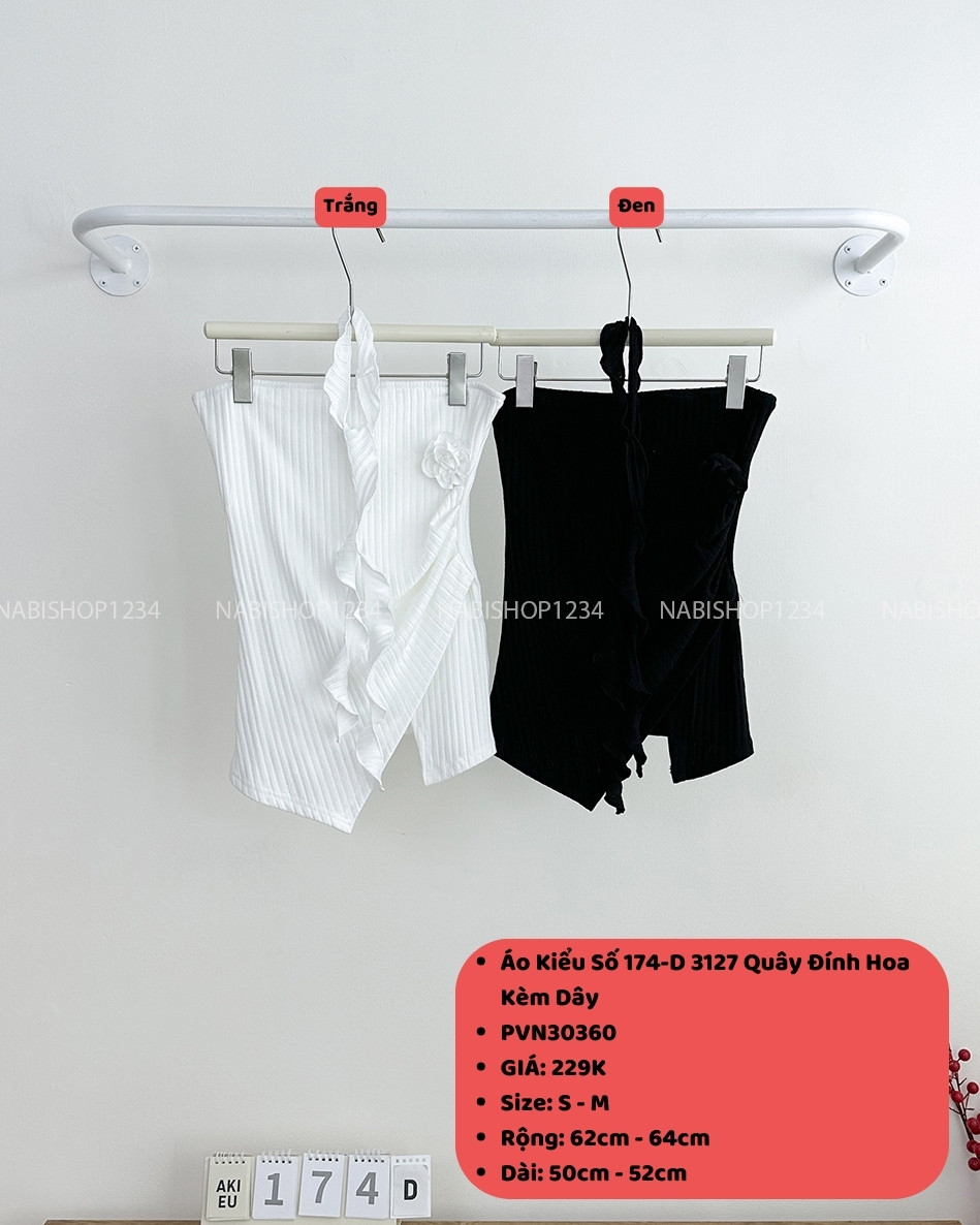 (S50%) Áo Kiểu Số 174-D 3127 Quây Đính Hoa Kèm Dây