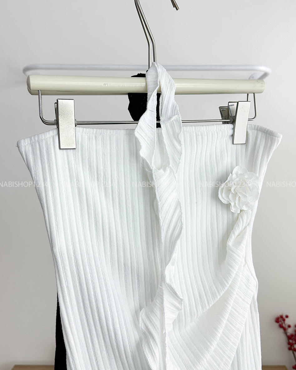 (S50%) Áo Kiểu Số 174-D 3127 Quây Đính Hoa Kèm Dây