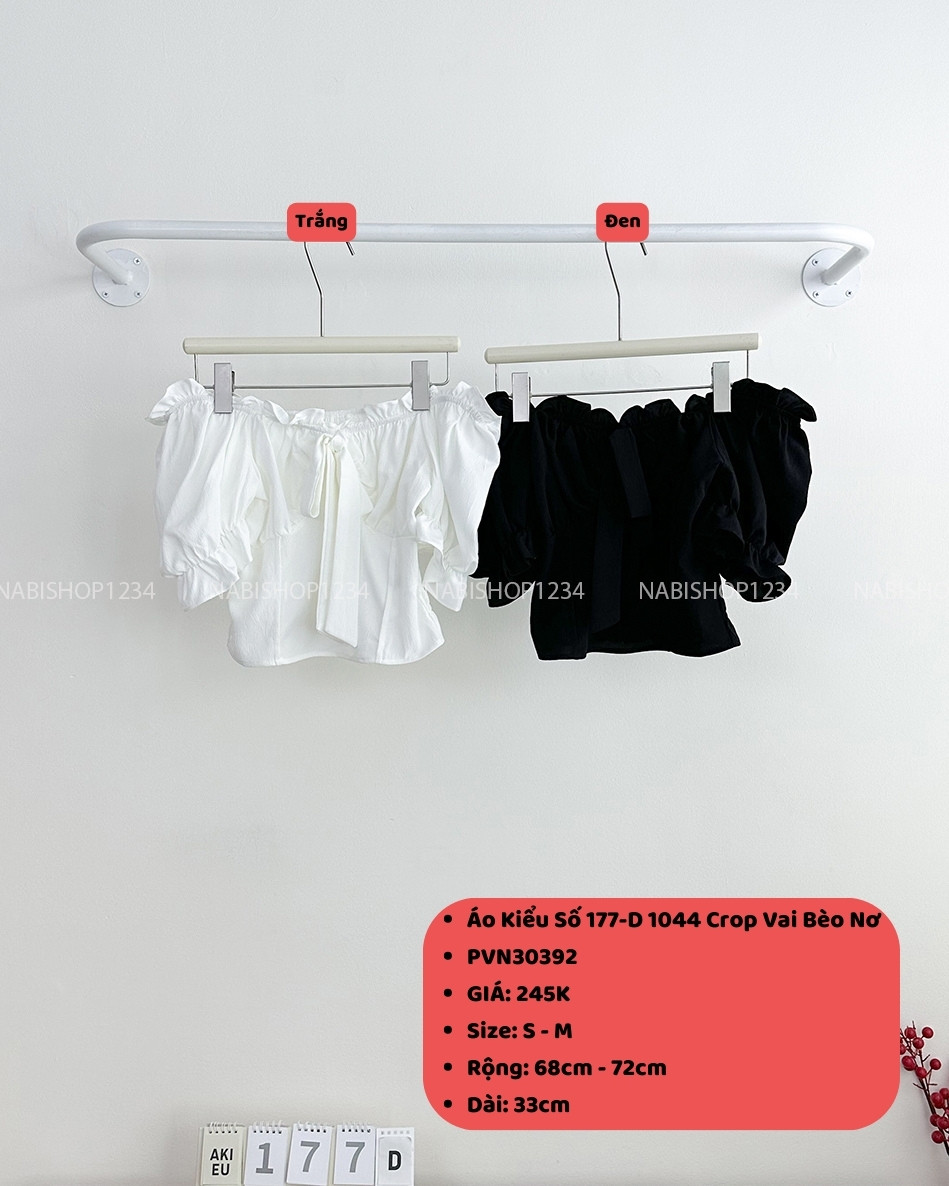Áo Kiểu Số 177-D 1044 Crop Vai Bèo Nơ