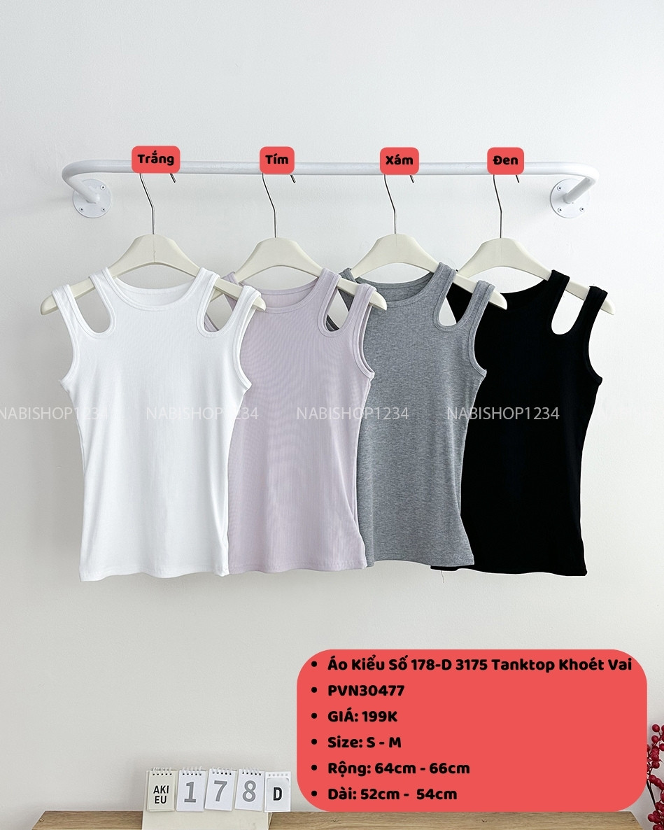 (S30%) Áo Kiểu Số 178-D 3175 Tanktop Khoét Vai