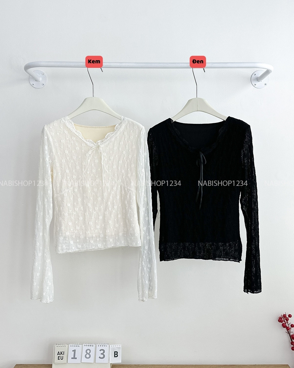 Áo Kiểu Số 183-B TD Ren Hoa Nổi 2 Lớp