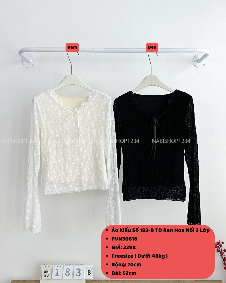 Áo Kiểu Số 183-B TD Ren Hoa Nổi 2 Lớp