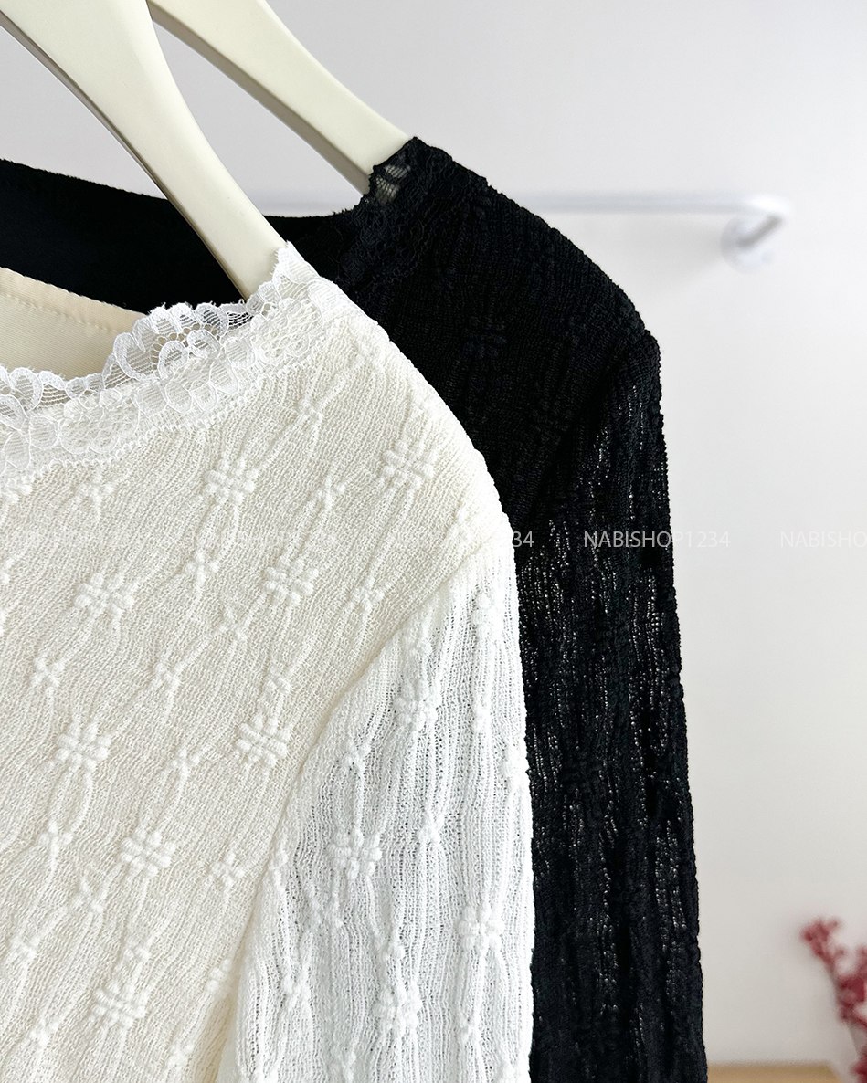 Áo Kiểu Số 183-B TD Ren Hoa Nổi 2 Lớp