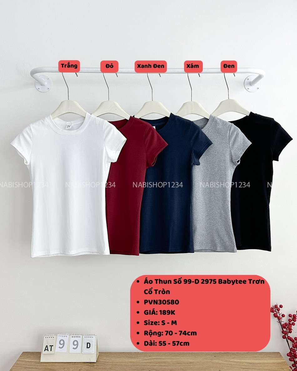 Áo Thun Số 99-D 2975 Babytee Trơn Cổ Tròn