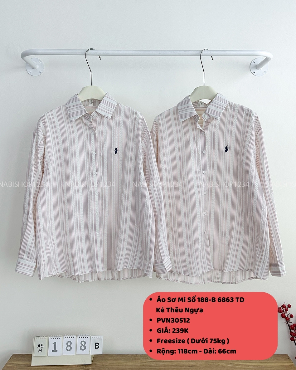 Áo Sơ Mi Số 188-B 6863 TD Kẻ Thêu Ngựa