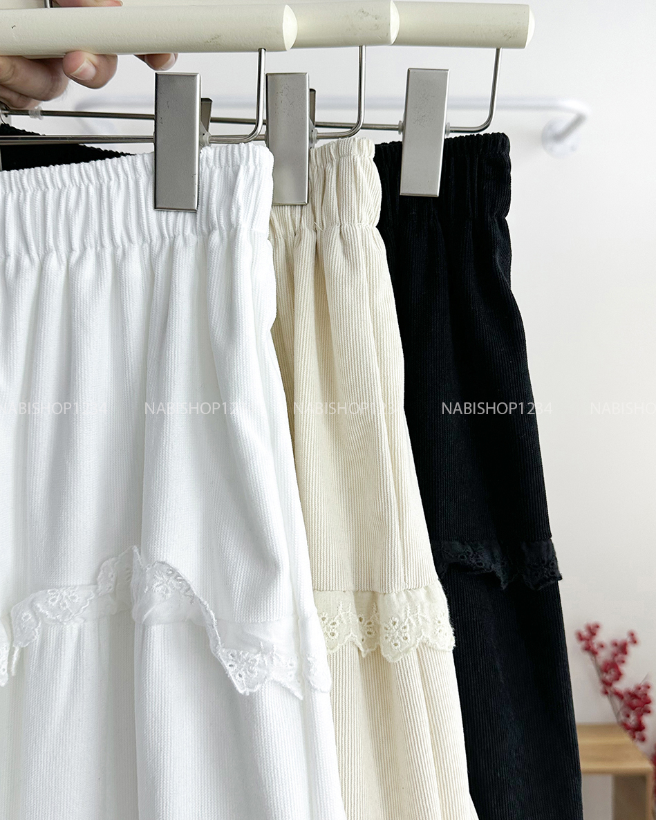 Chân Váy Số 202-D 1207 Dài Nhung 3 Tầng