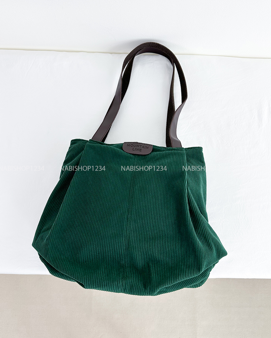Túi Số 68-R Tote Nhung Gân Tag Da