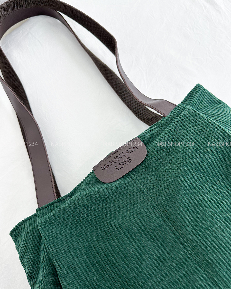 Túi Số 68-R Tote Nhung Gân Tag Da