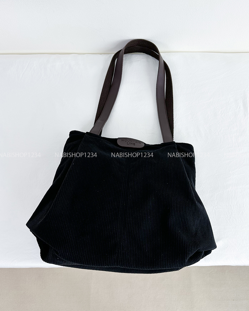 Túi Số 68-R Tote Nhung Gân Tag Da