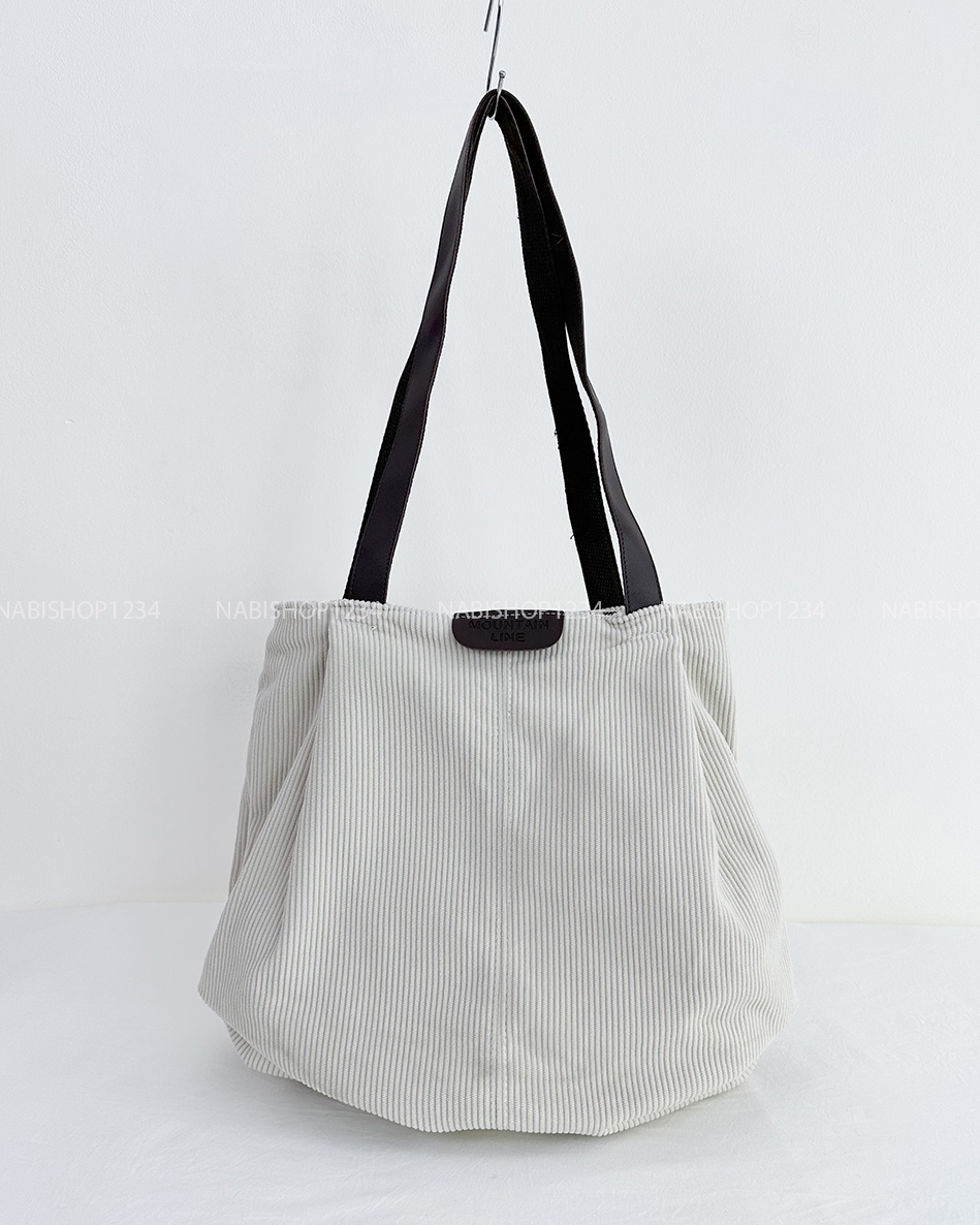 Túi Số 68-R Tote Nhung Gân Tag Da